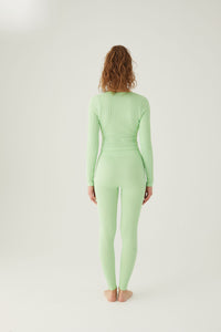 Seamless ribbed leggings with contrast zip Pistachio