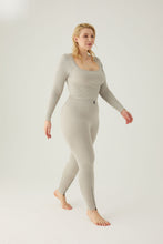 Load image into Gallery viewer, seamless ribbed leggings with contrast zip Dove Grey
