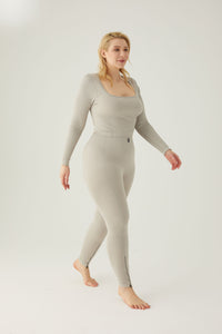 seamless ribbed leggings with contrast zip Dove Grey