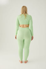 Load image into Gallery viewer, Seamless ribbed leggings with contrast zip Pistachio
