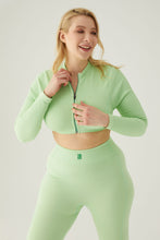 Load image into Gallery viewer, Contrast Zip front longsleeve cropped jacket Pistachio
