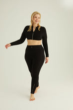 Load image into Gallery viewer, Seamless ribbed leggings with contrast zip black
