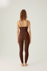 Seamless leggings with wide waistband Brown