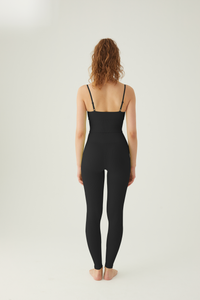 Seamless leggings with wide waistband Black
