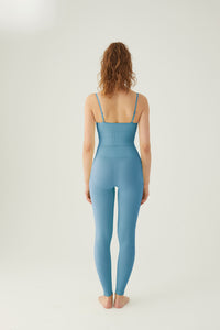 Seamless leggings with wide waistband Blue