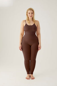 Seamless leggings with wide waistband Brown