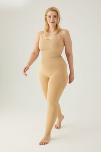 Seamless leggings with wide waistband Latte